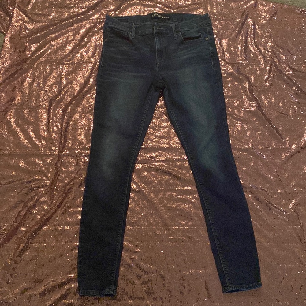 Express mid-rise blue jeans (size 12R)